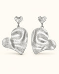 Silver-Tone Heart Hammered Earrings