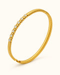 18K Gold PVD Striped Zircon Cuff Bracelet