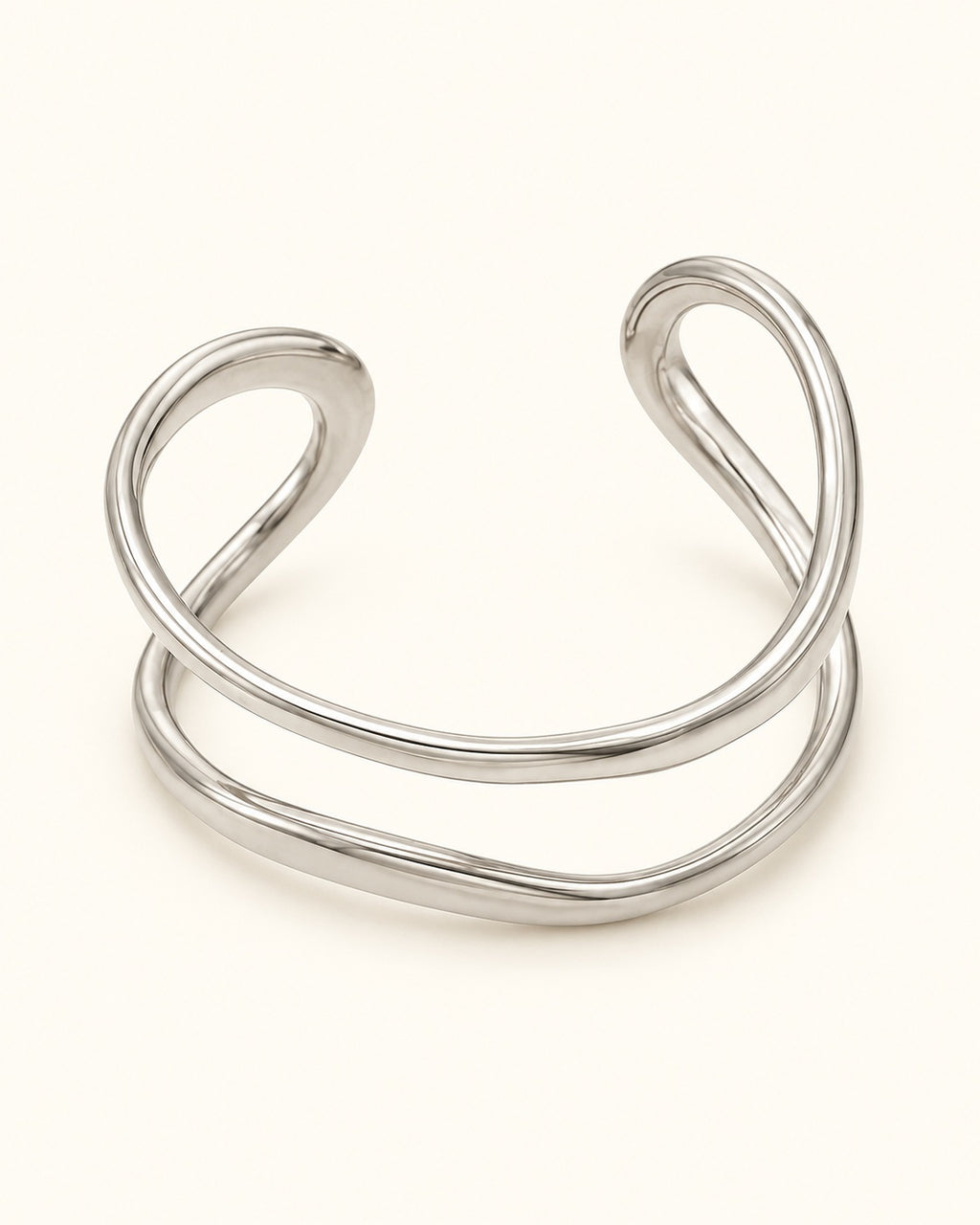 Silver-Tone Geometric Openwork Cuff Bracelet