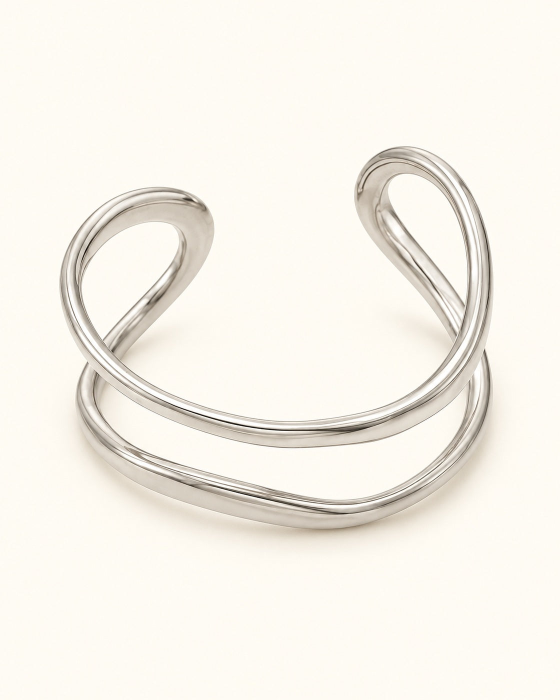 Silver-Tone Geometric Openwork Cuff Bracelet