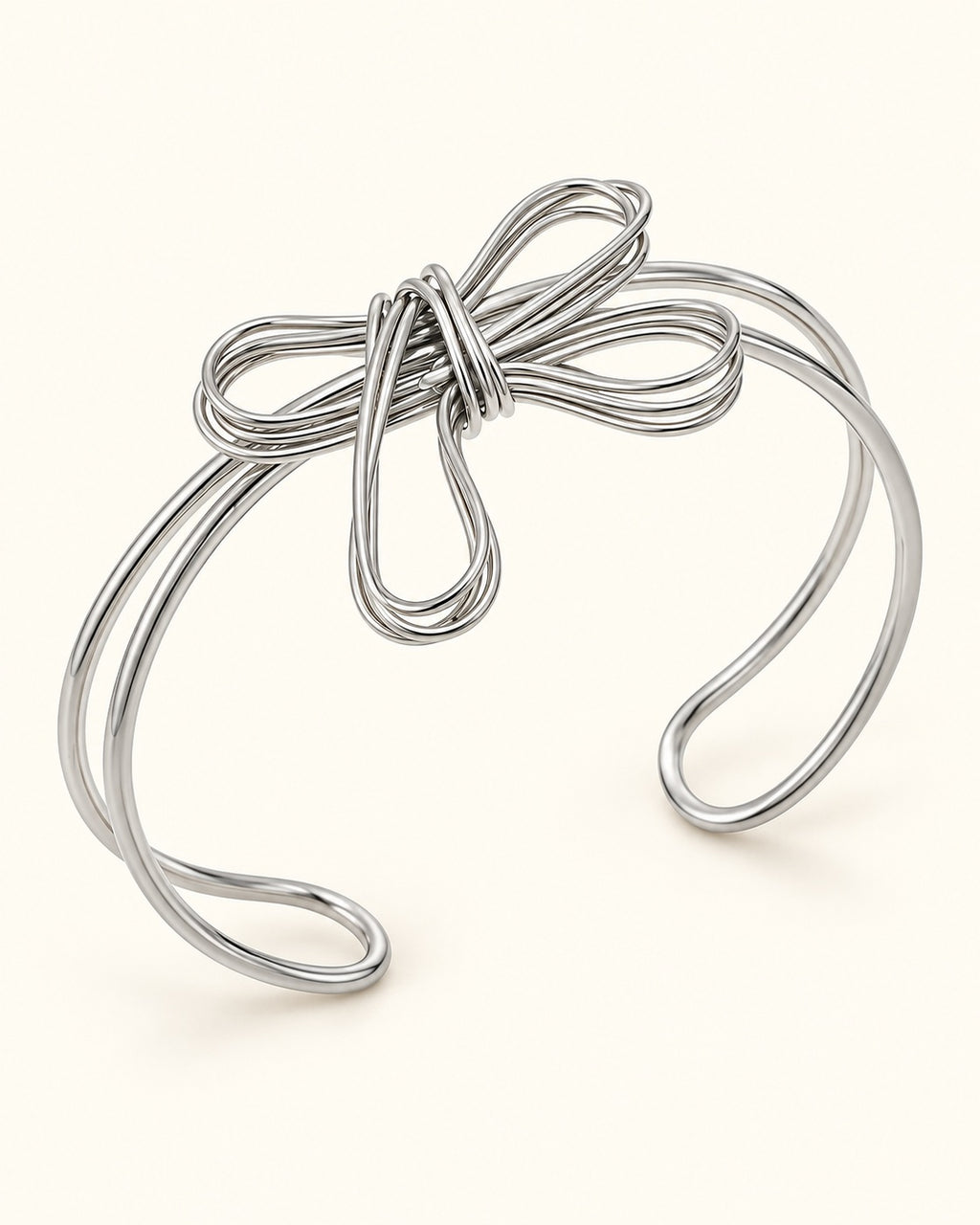 Silver-Tone Bow Butterfly Adjustable Cuff Bracelet