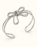 Silver-Tone Bow Butterfly Adjustable Cuff Bracelet