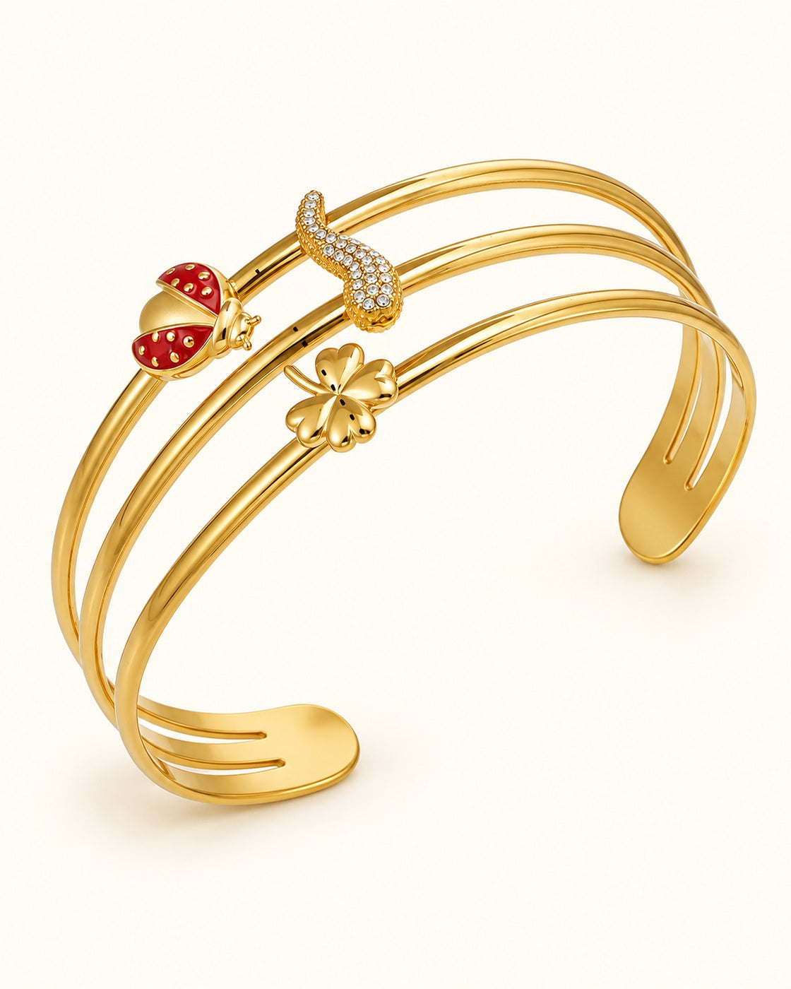 18K Gold PVD Chili Pepper Zircon Cuff Bracelet