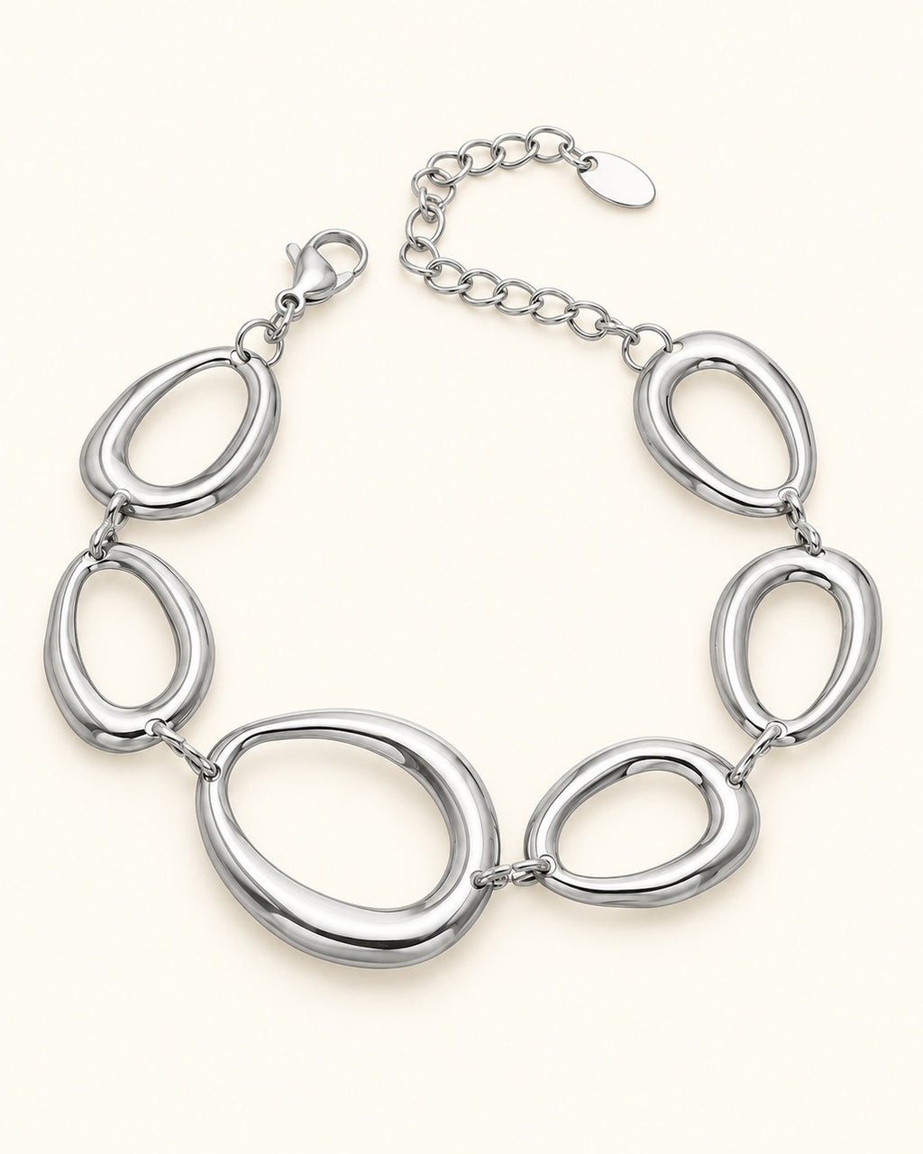 Silver-Tone Oval Openwork Bracelet