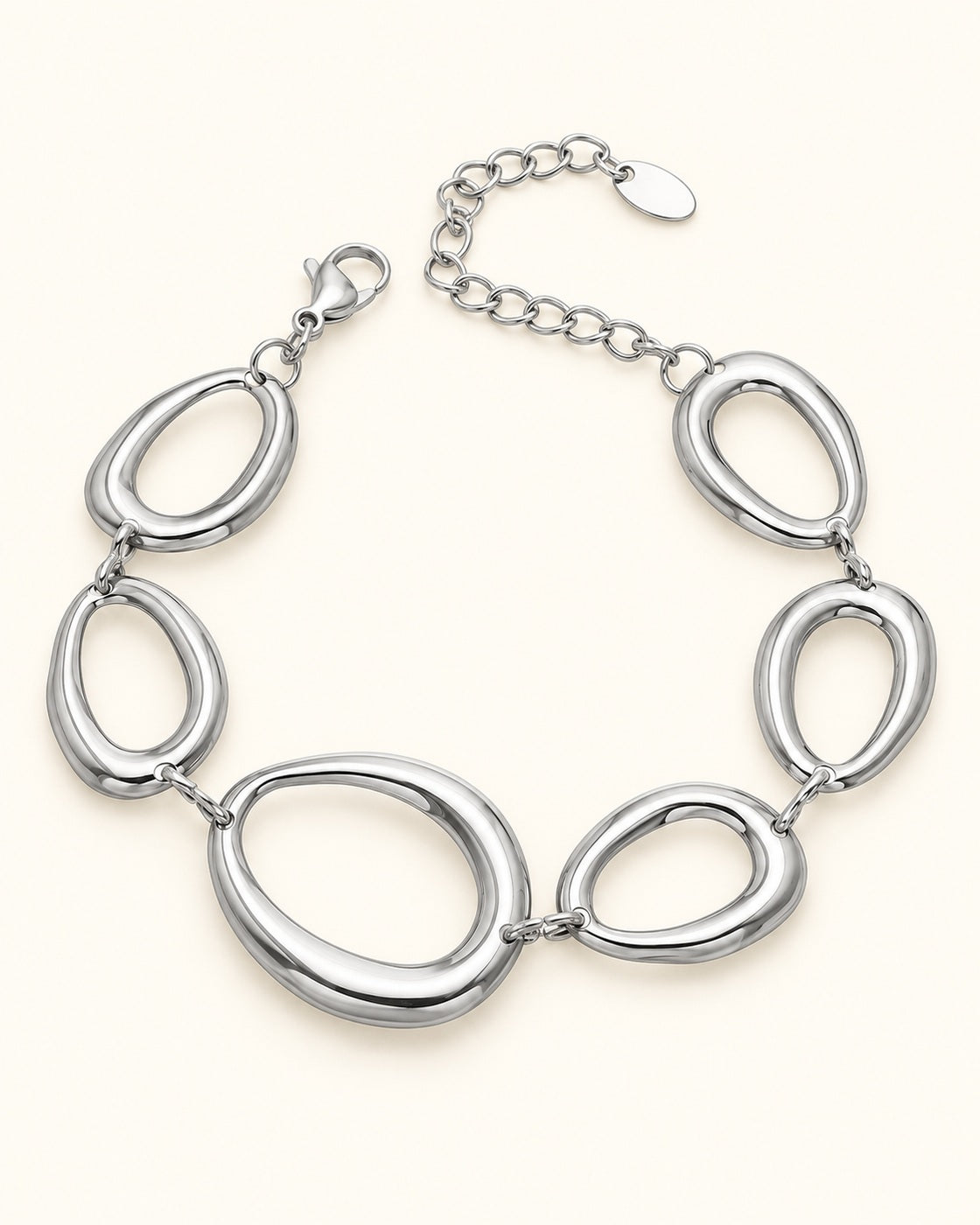 Silver-Tone Oval Openwork Bracelet