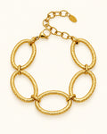 18K Gold PVD Oval Hammered Bracelet