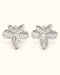 Silver-Tone Floral Hammered Earrings