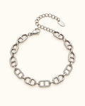 Silver-Tone Rectangular-Link Zircon Bracelet