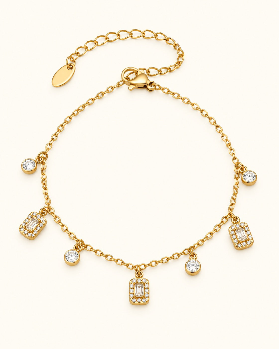 18K Gold PVD Square Zircon Bracelet