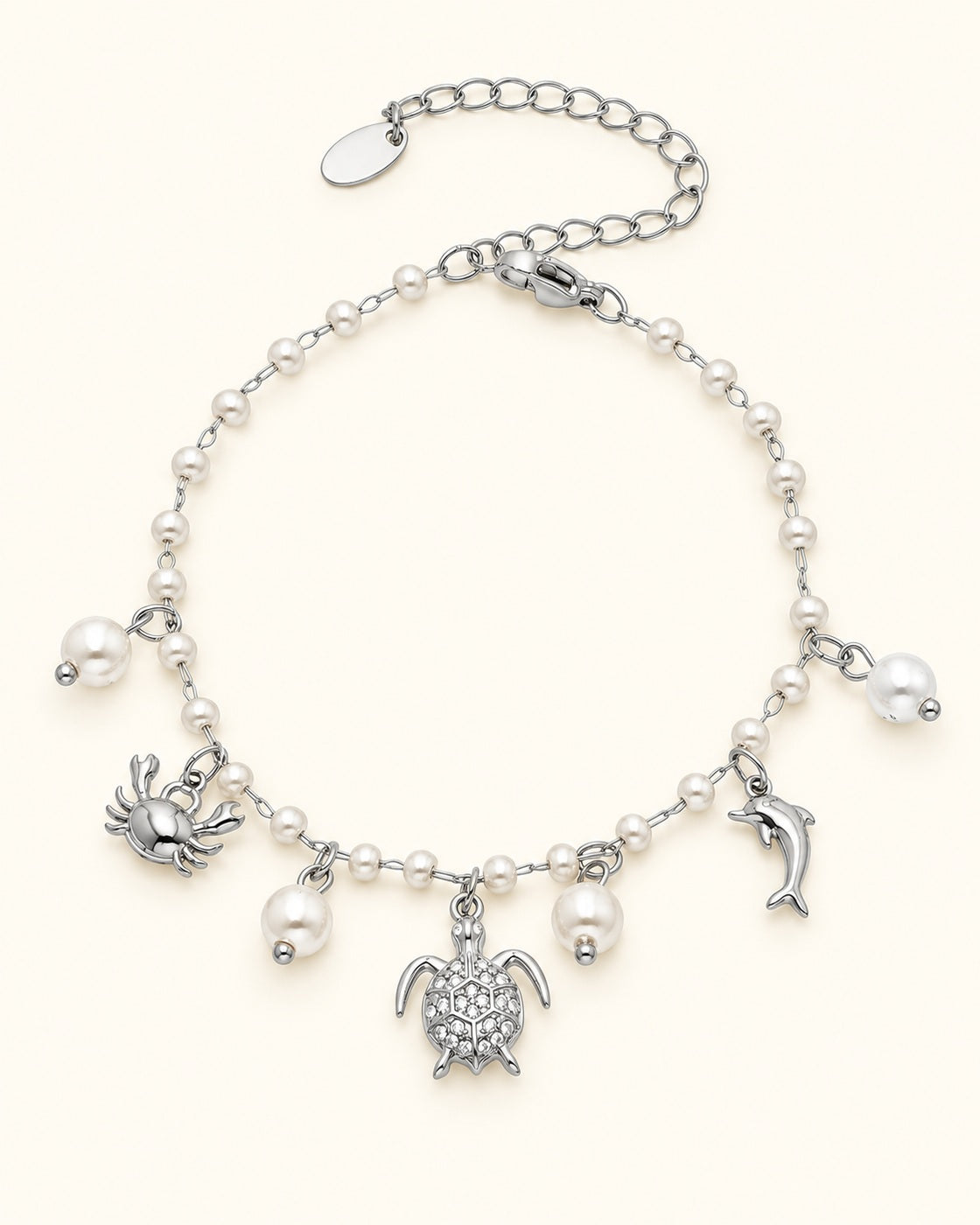 Silver-Tone Sea Turtle Multi-Charm Bracelet