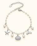 Silver-Tone Scallop Shell Multi-Charm Bracelet