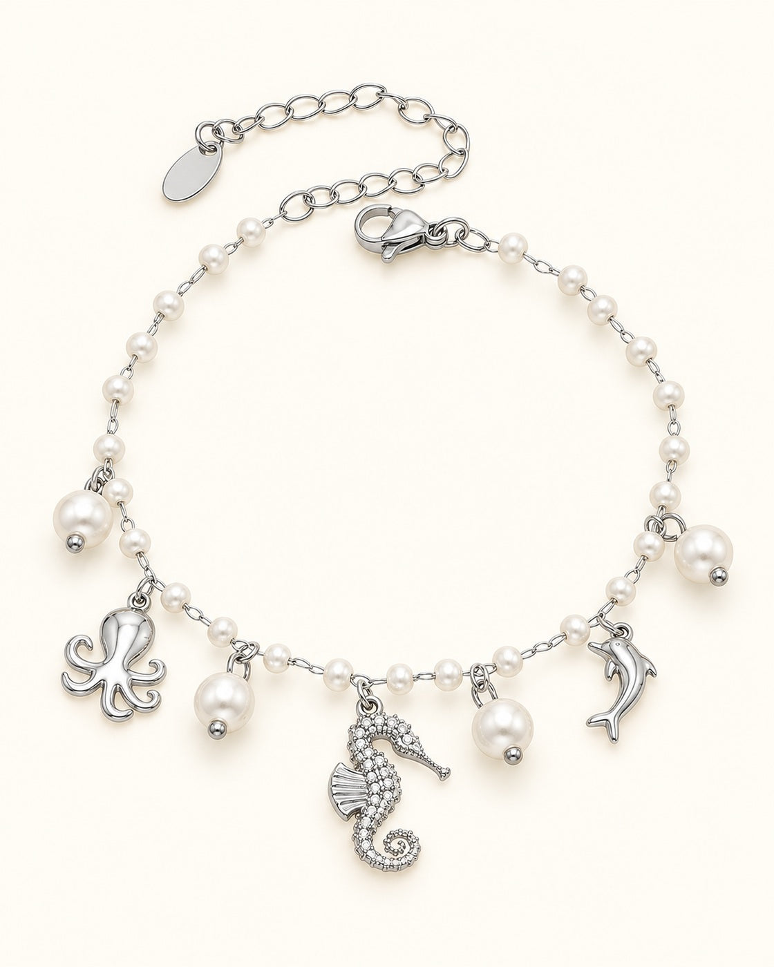 Silver-Tone Seahorse Multi-Charm Bracelet