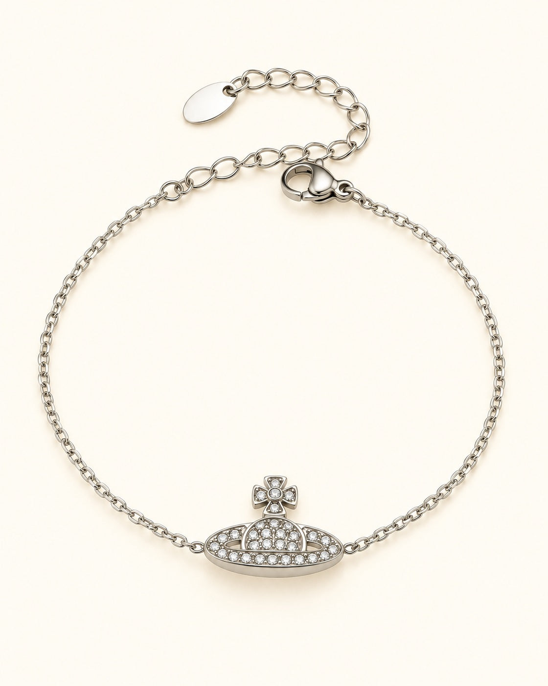 Silver-Tone Planet Zircon Bracelet