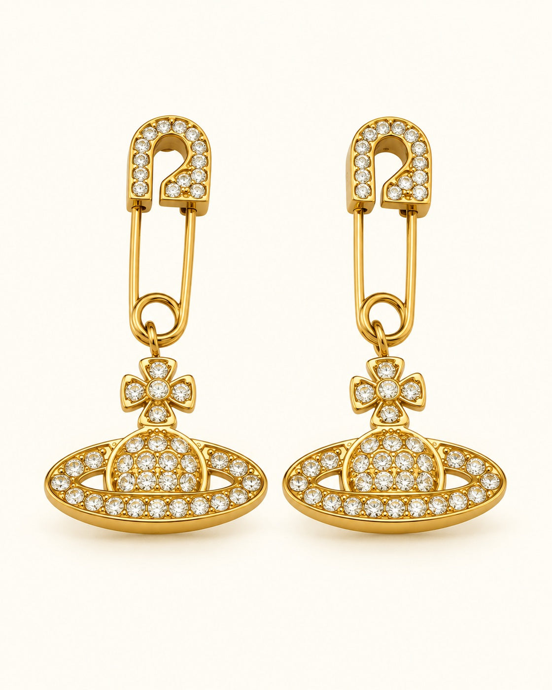 18K Gold PVD Planet Zircon Earrings