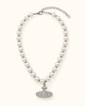 Silver-Tone Planet Zircon Necklace