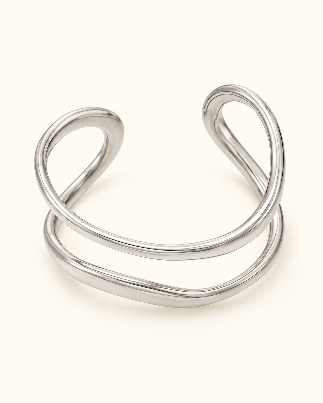 Silver-Tone Geometric Openwork Cuff Bracelet