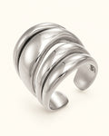 Silver-Tone Polished Adjustable Ring