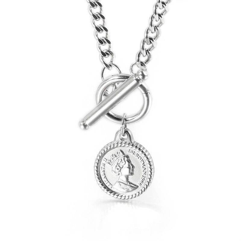 Celia Modern Stainless Steel Necklace — Polished Steel — FOG-NK-0001-ST