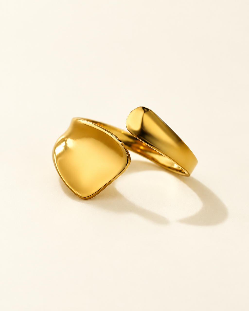 Gold-Plated Sculptural Open Cuff Ring
