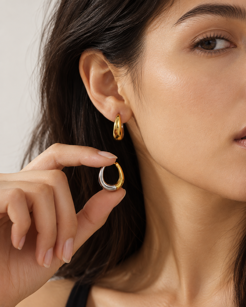 EH1359 Two-Tone Stainless Steel Earrings