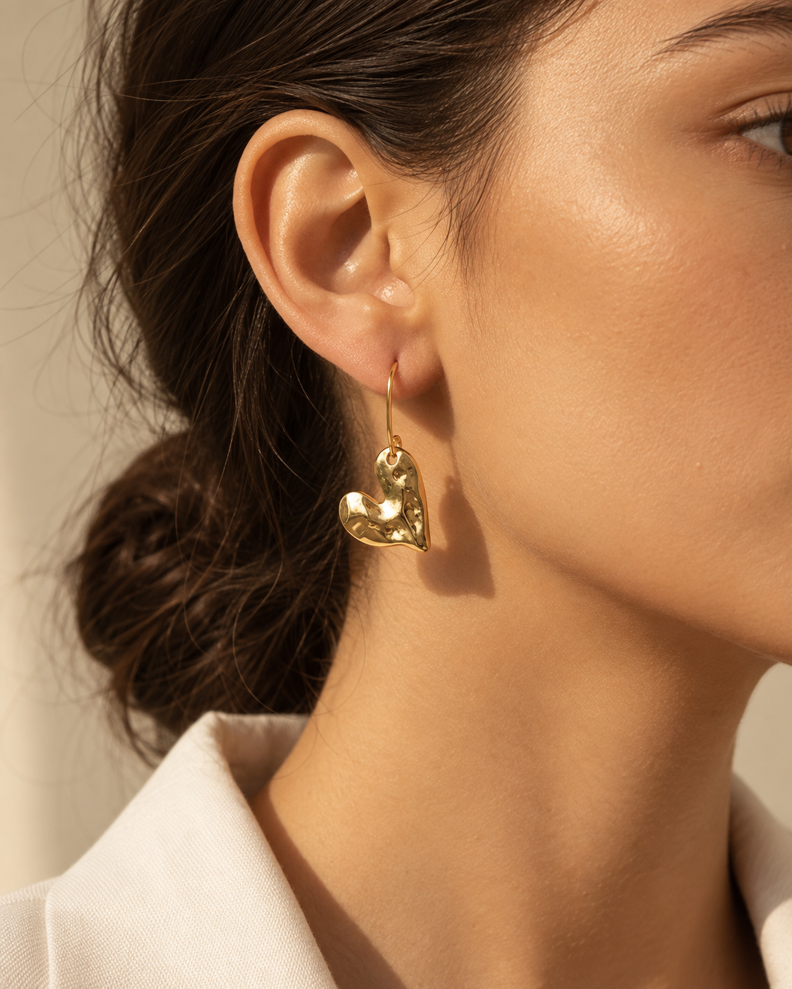 Sculpted Heart Drop Earrings