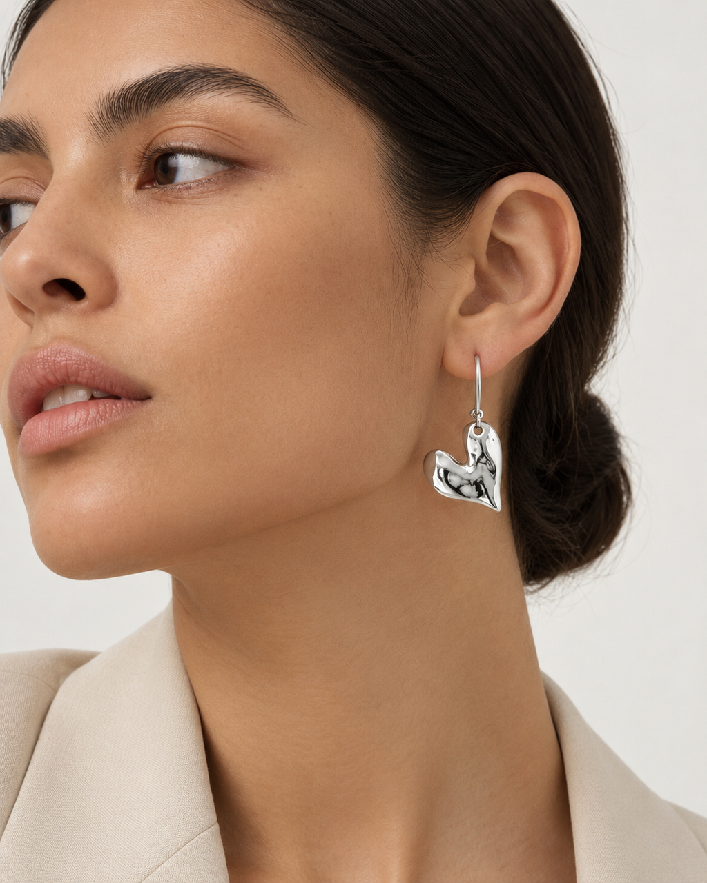 Sculpted Heart Drop Earrings