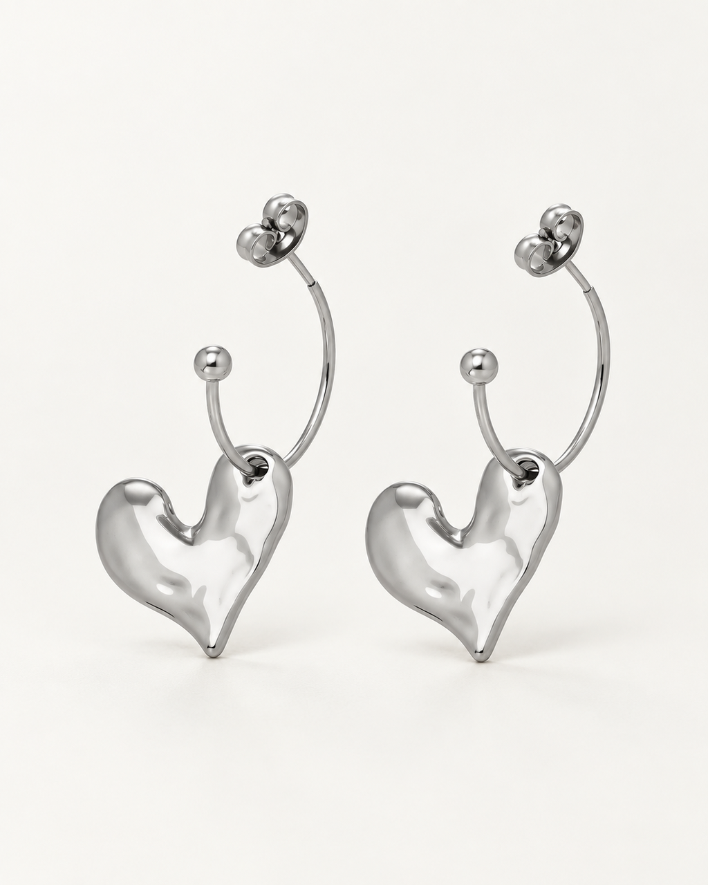 Sculpted Heart Drop Earrings