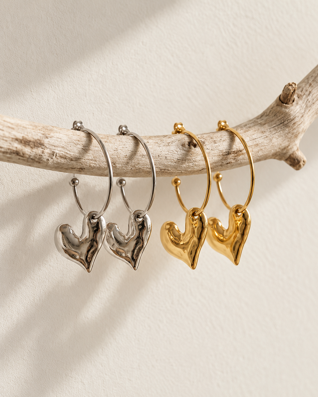 Sculpted Heart Drop Earrings