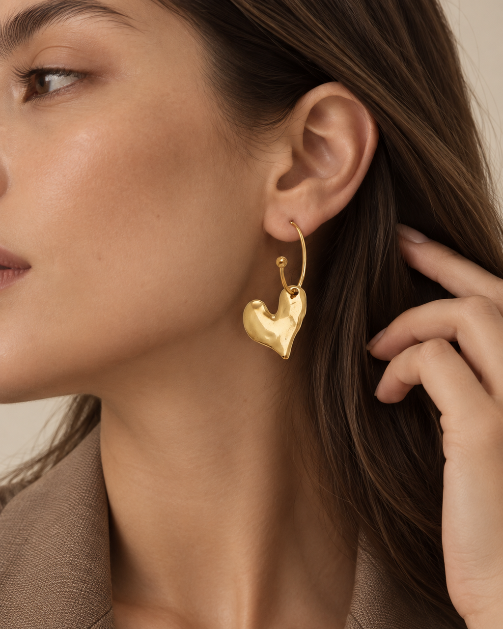 Sculpted Heart Drop Earrings