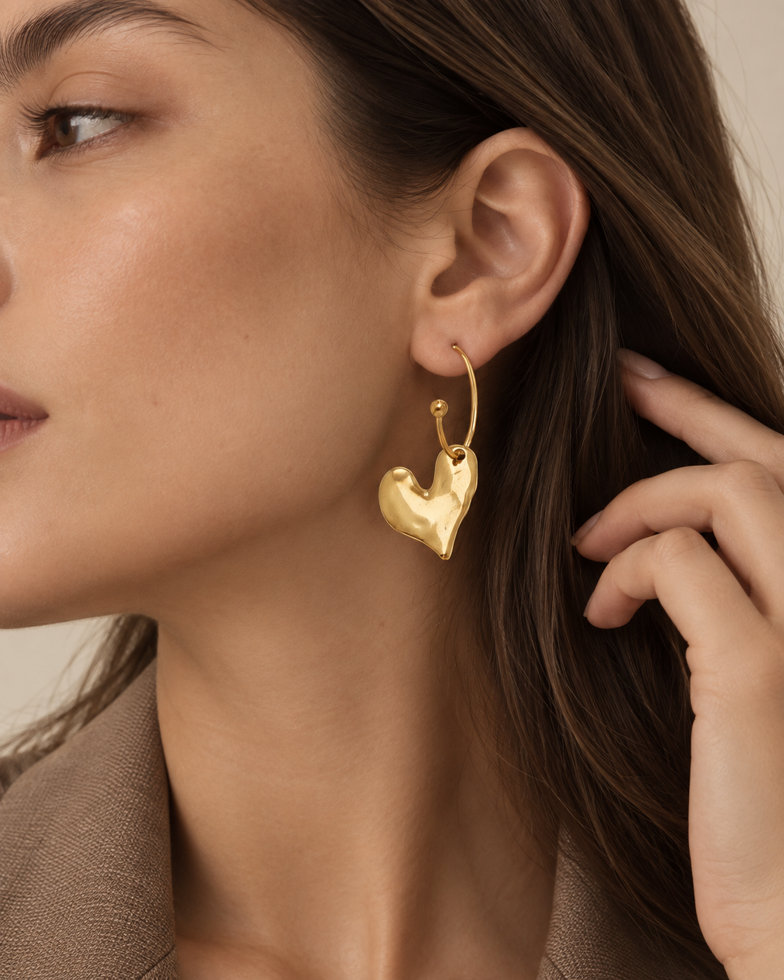 Sculpted Heart Drop Earrings