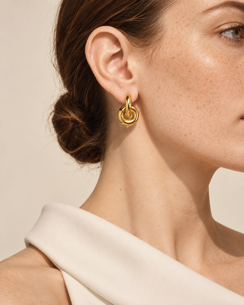 Chunky Donut Drop Huggie Earrings