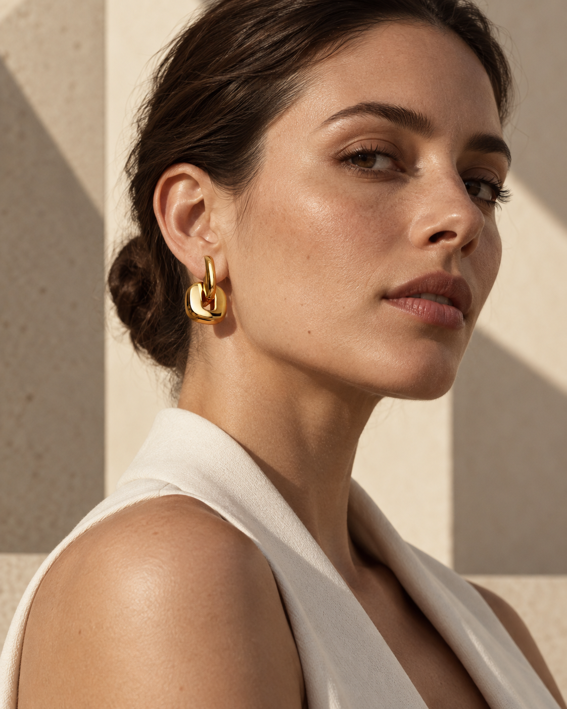 Geometric Double-Link Drop Earrings