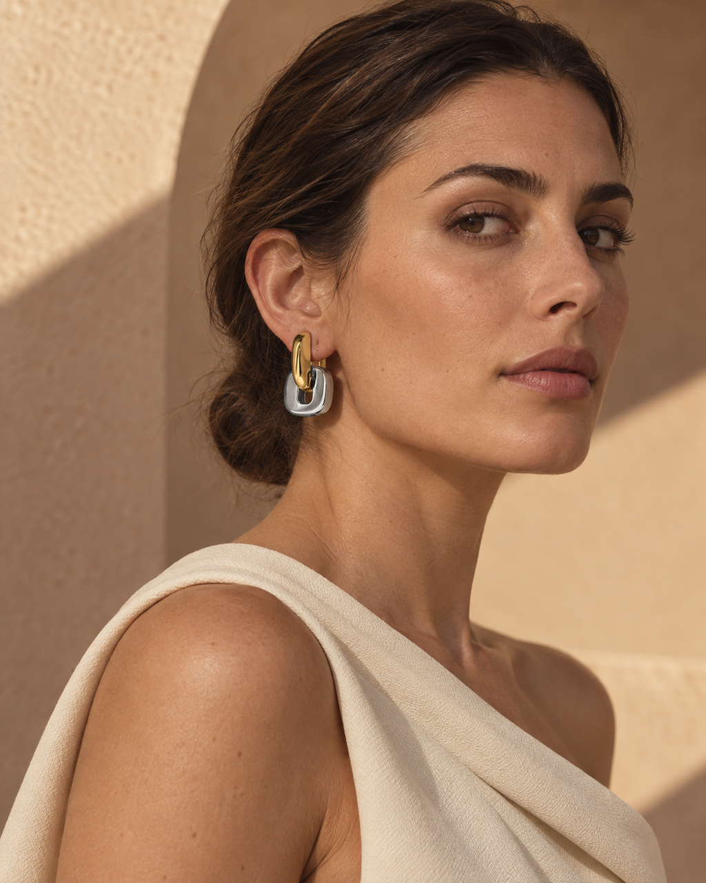 Geometric Double-Link Drop Earrings