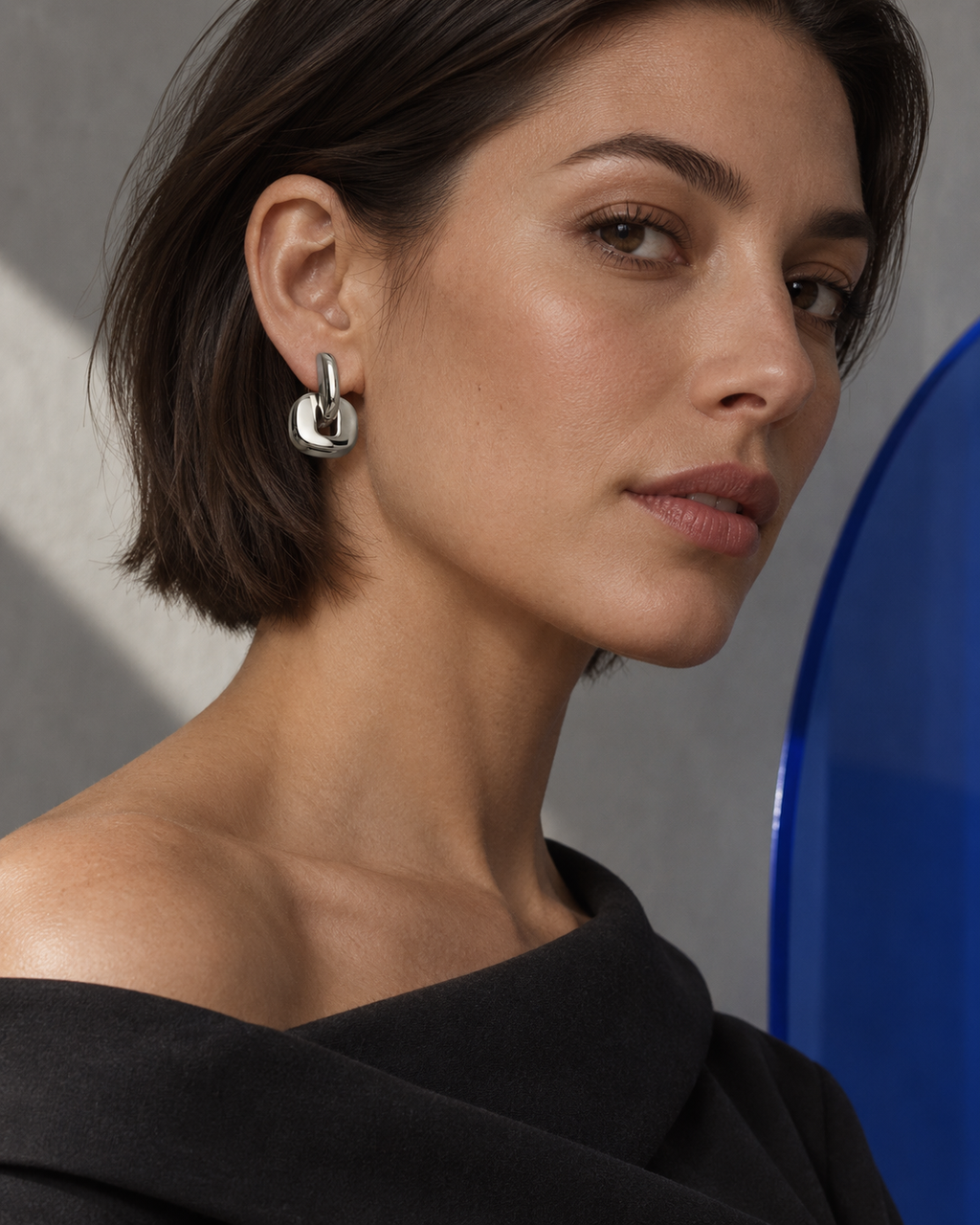 Geometric Double-Link Drop Earrings