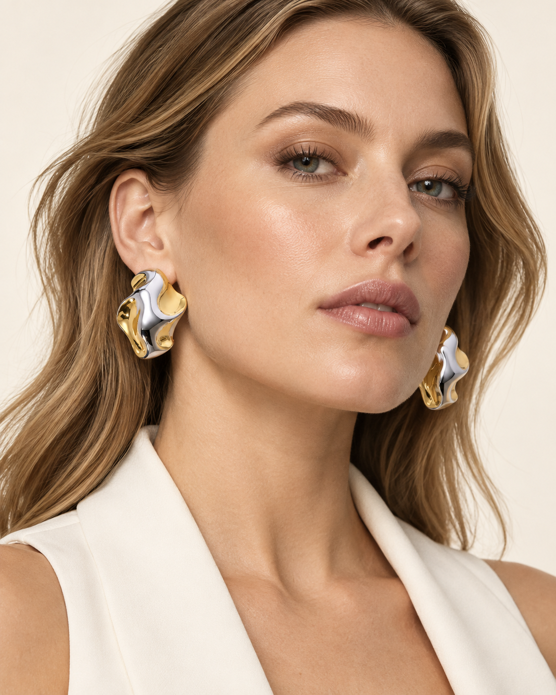 Abstract Two-Tone Sculptural Statement Earrings