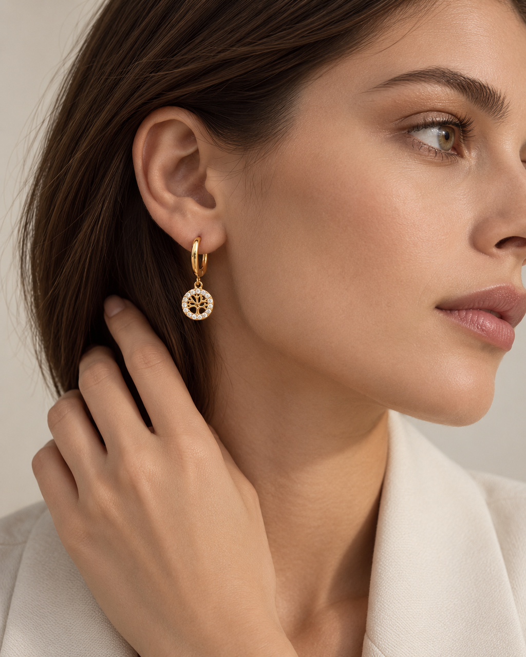 Tree of Life Zircon Drop Earrings