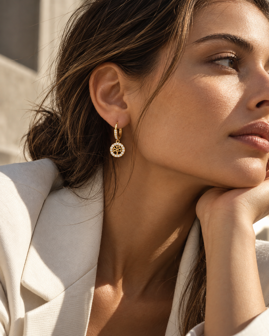 Tree of Life Zircon Drop Earrings