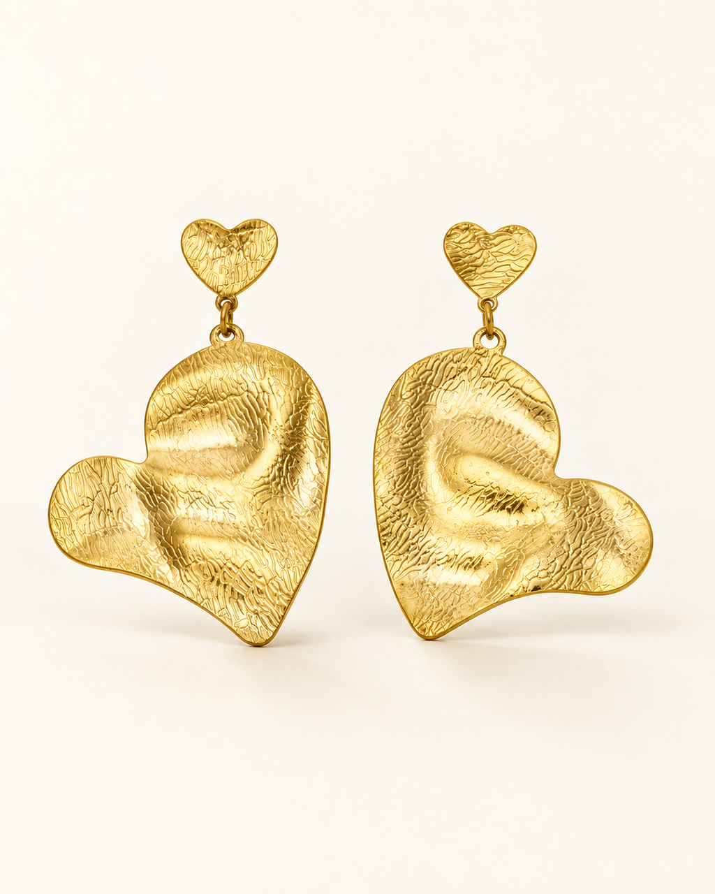 Silver-Tone Heart Hammered Earrings