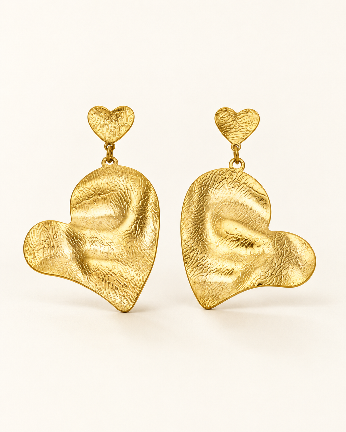 Silver-Tone Heart Hammered Earrings