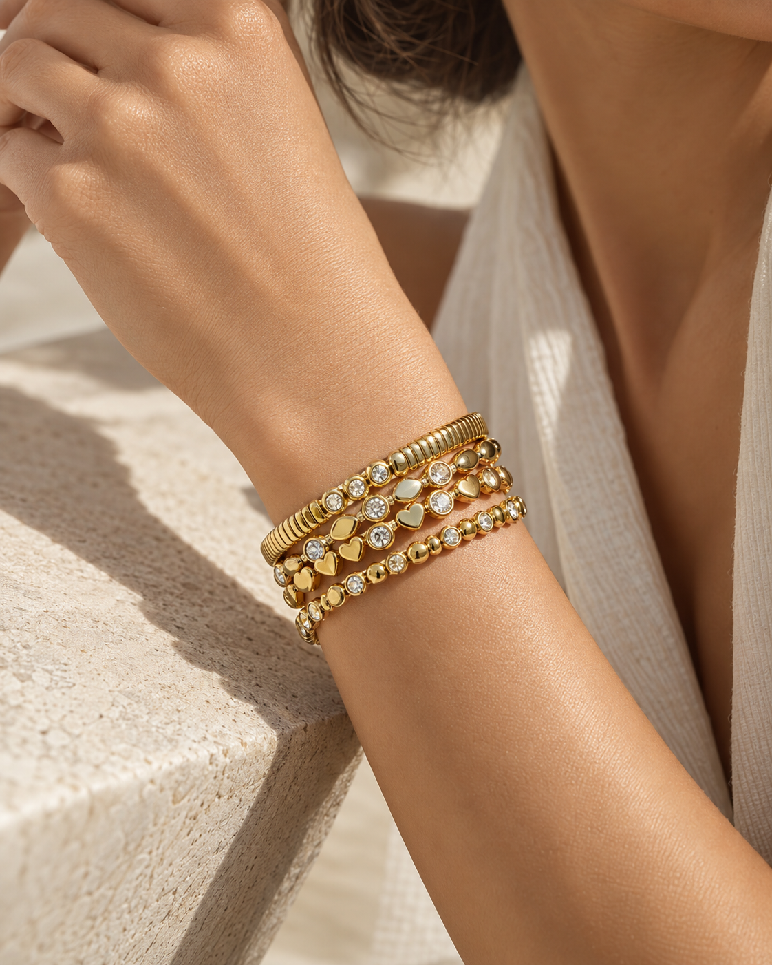 Beaded-Edge Zircon Bangle Bracelet