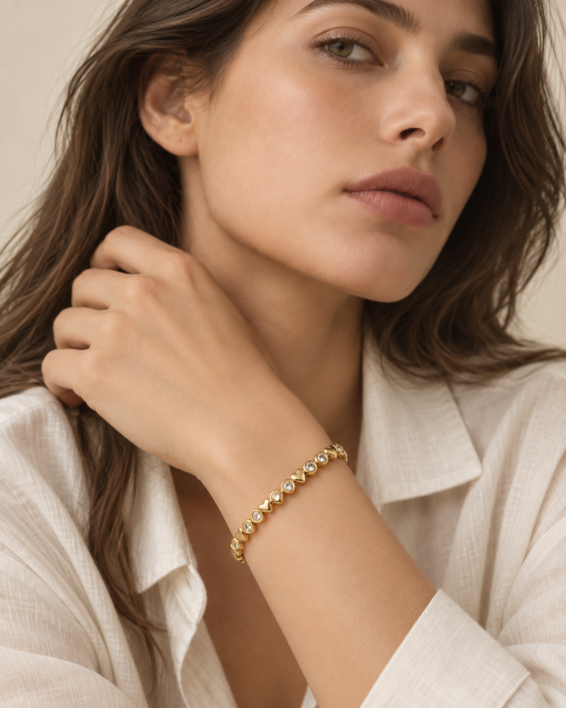 Zigzag-Edge Zircon Bangle Bracelet