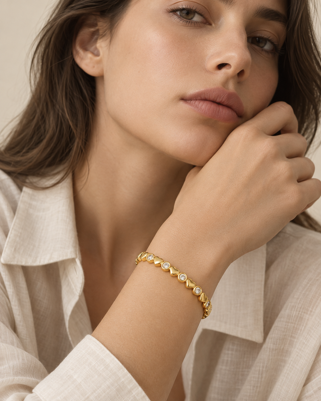 Zigzag-Edge Zircon Bangle Bracelet