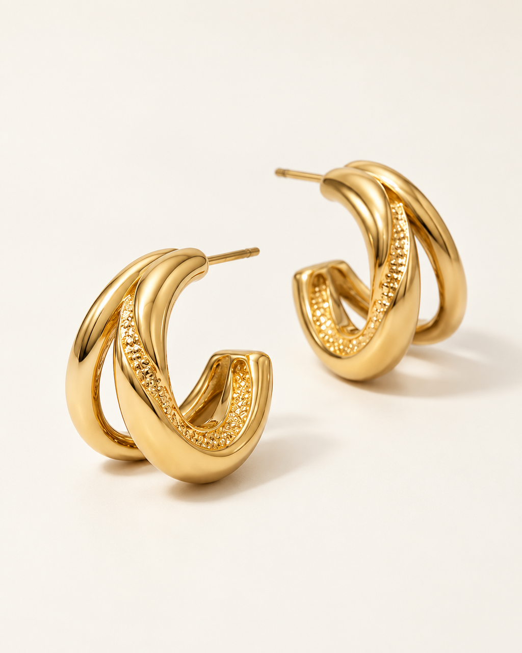 Sculpted Twist Hoop Earrings in Gold