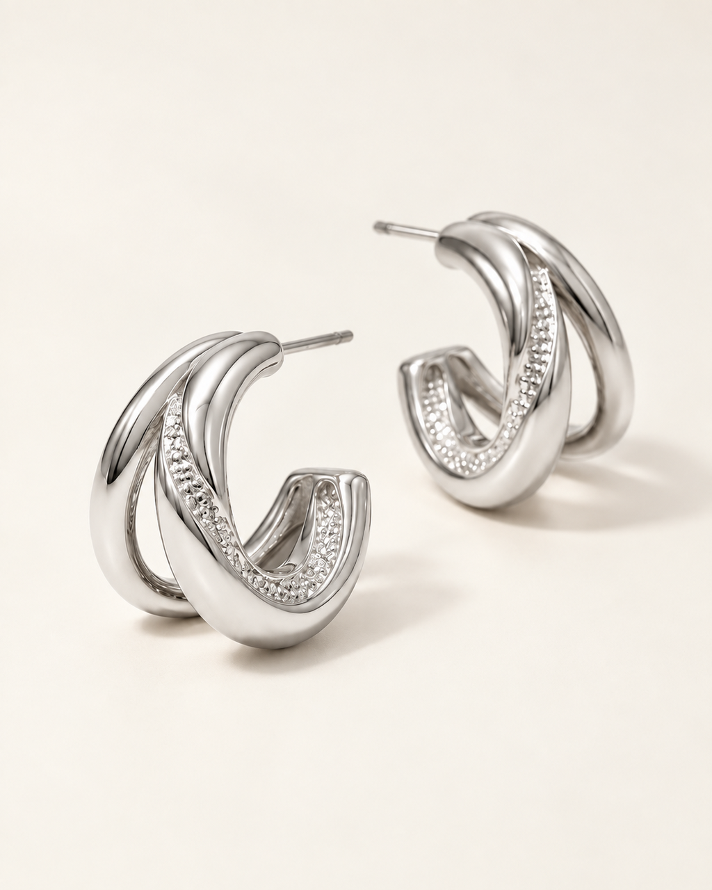 Sculpted Twist Hoop Earrings in Gold