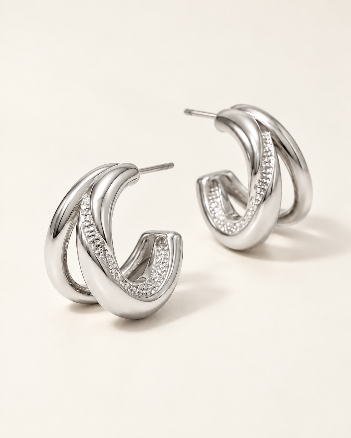 Sculpted Twist Hoop Earrings in Gold