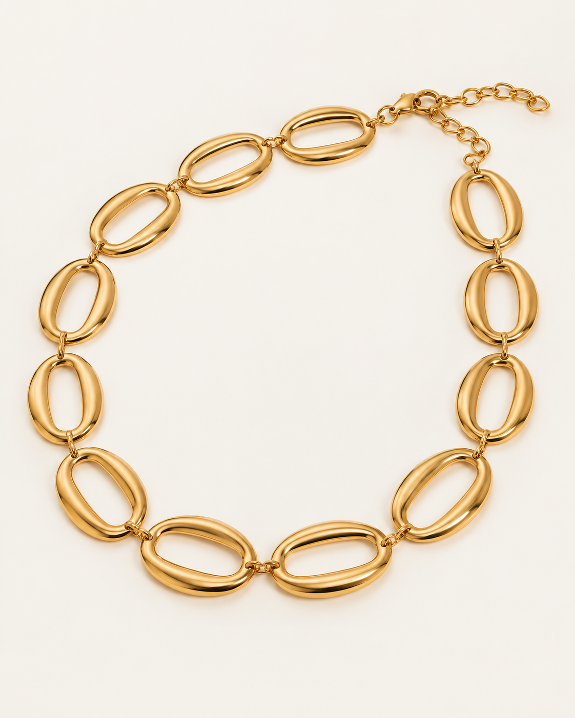 Sculptural Two-Tone Oval Link Necklace