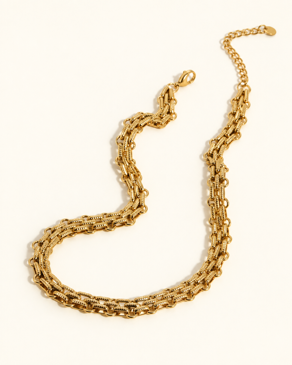 Gold-Tone Multi-Strand Textured Link Necklace