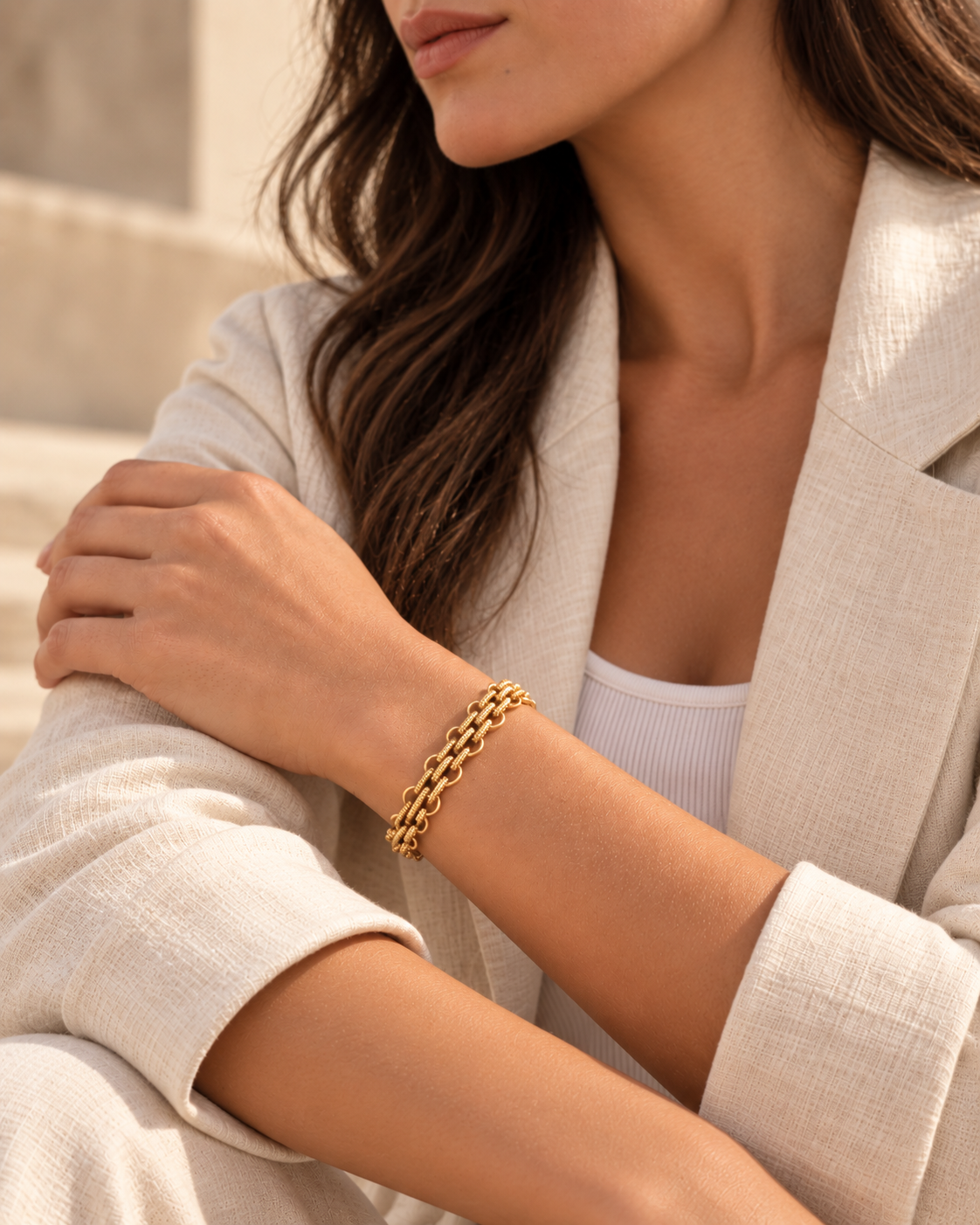 Gold-Tone Multi-Strand Textured Link Bracelet