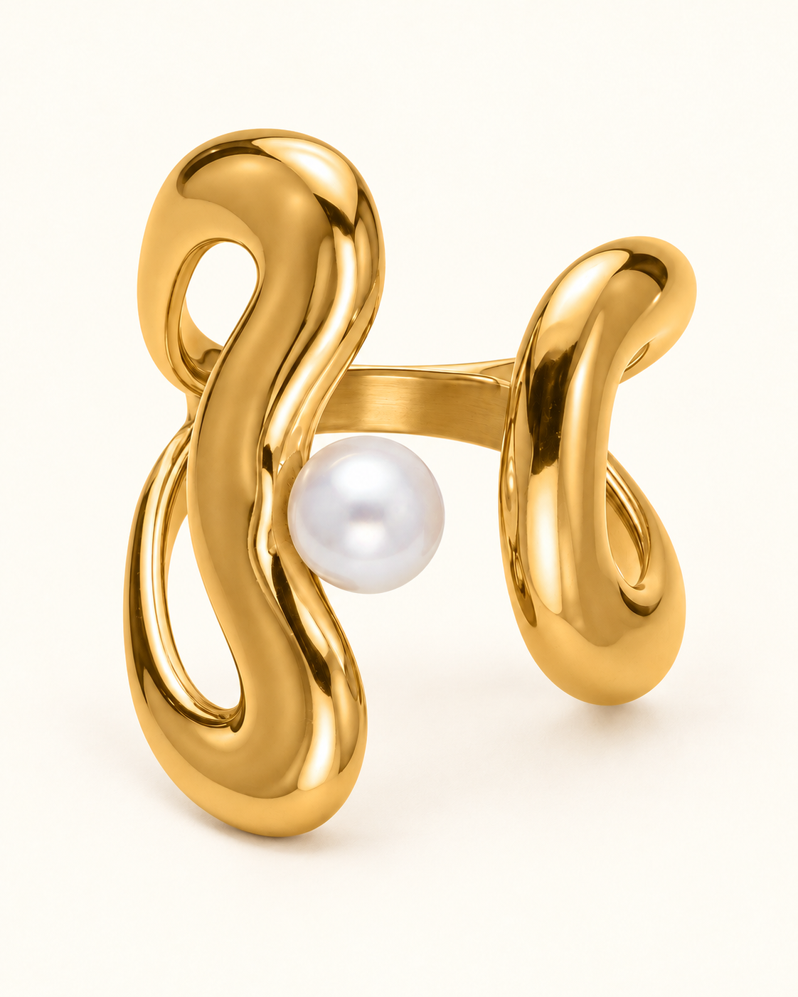 Organic Loop Pearl Ring