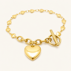 Heart Stainless Steel Bracelet — 18K Gold PVD — FOG-BR-0003-GD